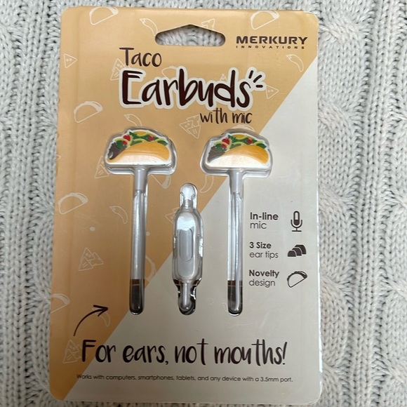 NWT. Taco earbuds with mic. Works with any device w/ 3.5 mm port. Merkury innov. - Picture 2 of 6